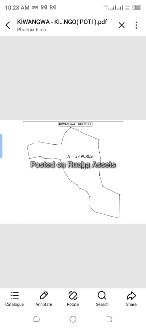 A 37 acre land for sale at Kiwangwa bagamoyo