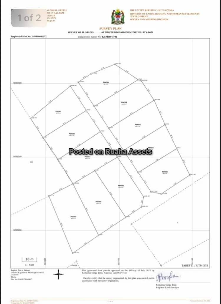 SURVEYED PLOTS FOR SALE AT KIGAMBONI – CHEKA STAND