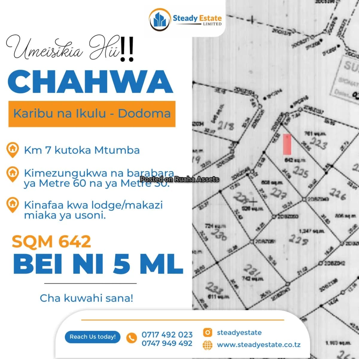 Land and Plot for Sale-Chahwa, Dodoma
