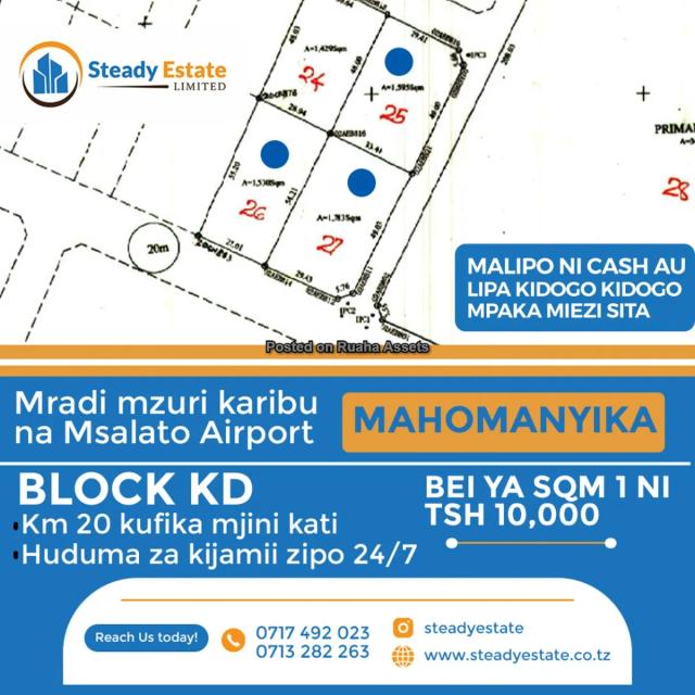 Land and Plot for Sale-Mahomanyika, Dodoma-Sell-Sell