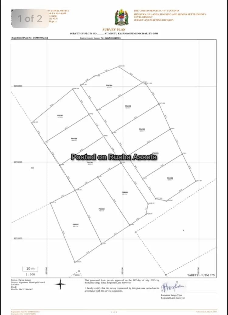 SURVEYED PLOTS FOR SALE AT KIGAMBONI – CHEKA STAND