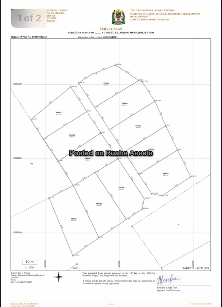 SURVEYED PLOTS FOR SALE AT KIGAMBONI – CHEKA STAND image 1